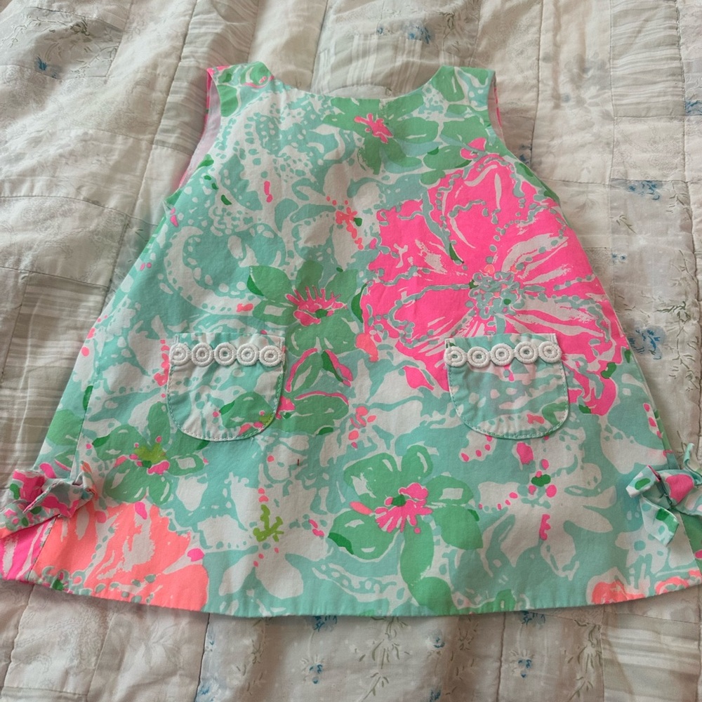 Lilly Pulitzer Green and Pink Sleeveless Sundress 6-12 months great condition
